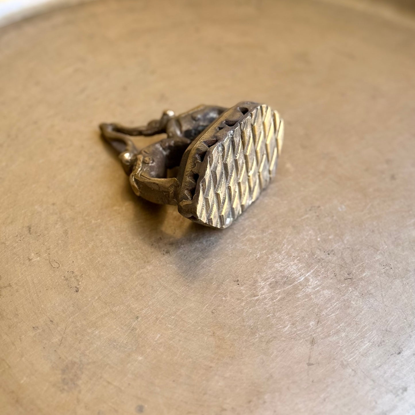 Twin-Elephant Brass Foot Scrubber (Vajri)