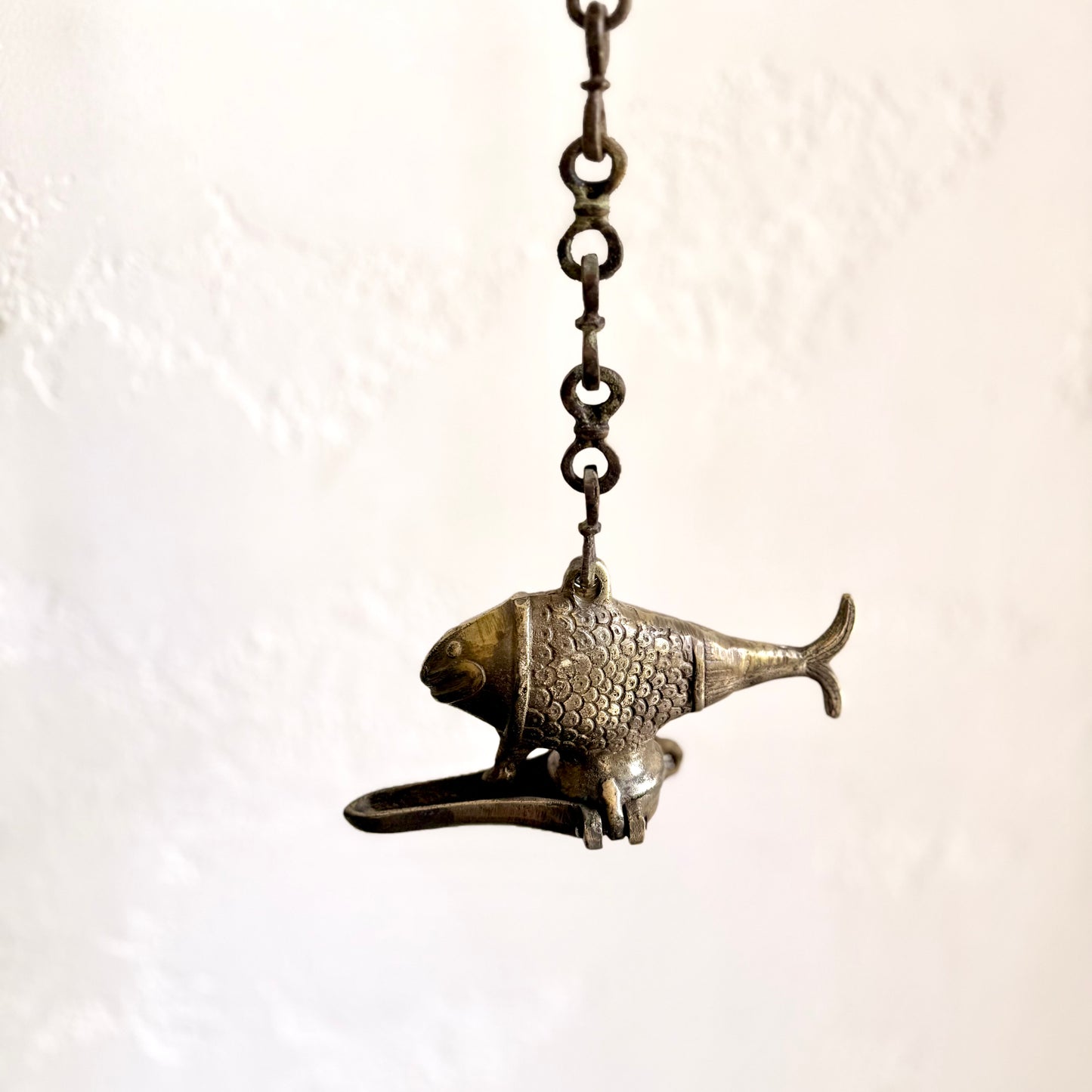 Vintage Fish Shaped Hanging Oil Lamp - Rajasthan
