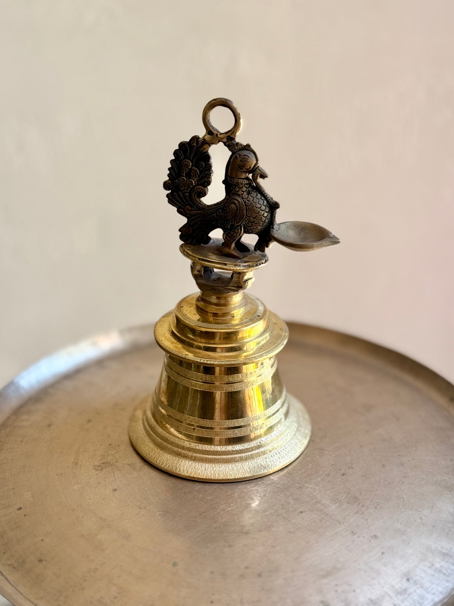 Majestic Mayil Brass Statement Bell & Ritual Oil Lamp