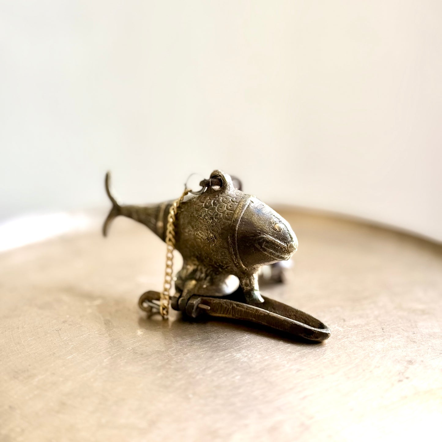 Vintage Fish Shaped Hanging Oil Lamp - Rajasthan