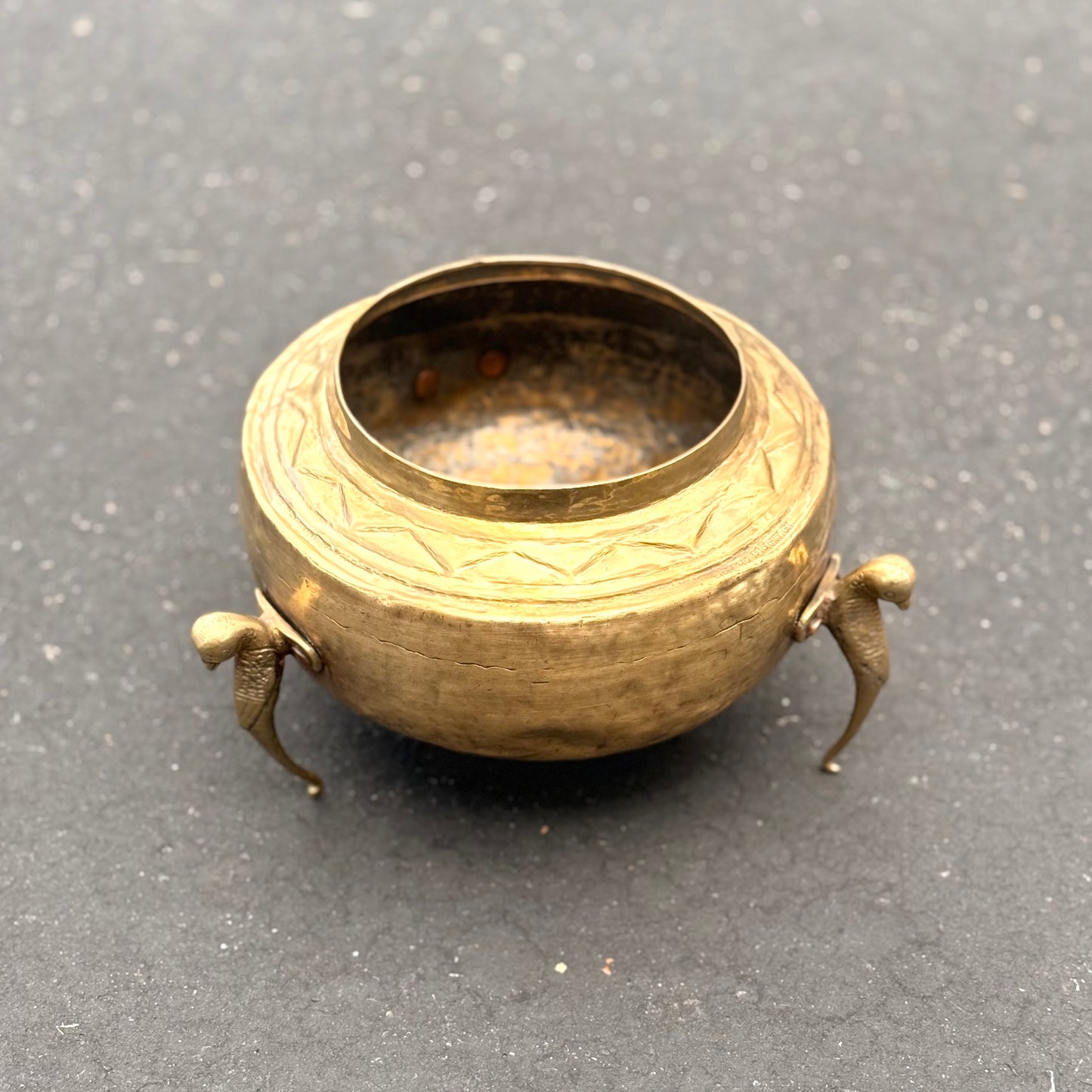 Antique Brass Footed Planter