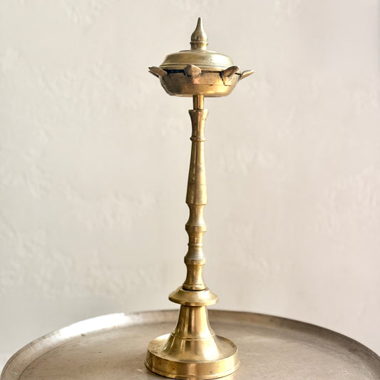 Vintage Deccan Brass Lamp with Lid Tray Cover