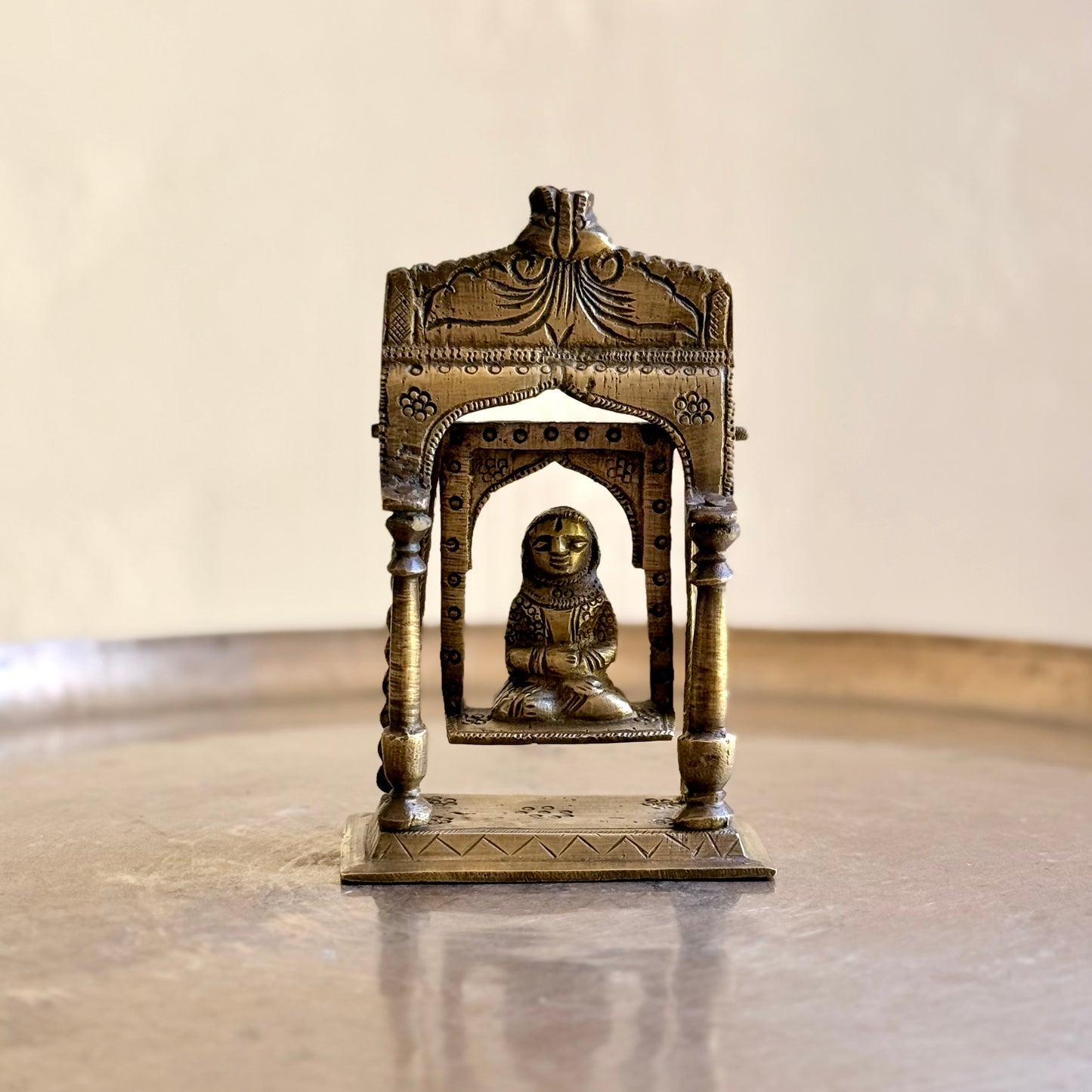 Antique Chaitra Gaur Bronze Miniature on Moving Swing