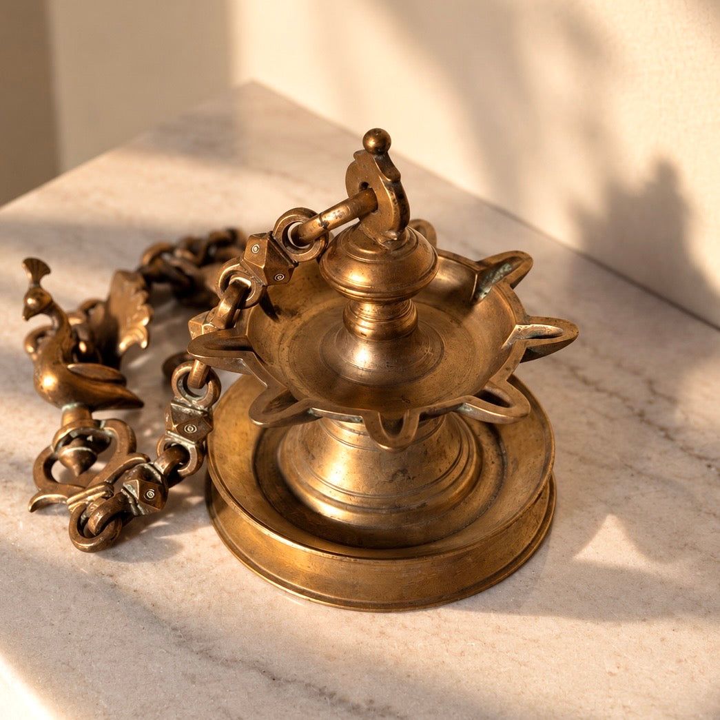 Extremely Rare Nine-Wick Hanging Lamp | South India
