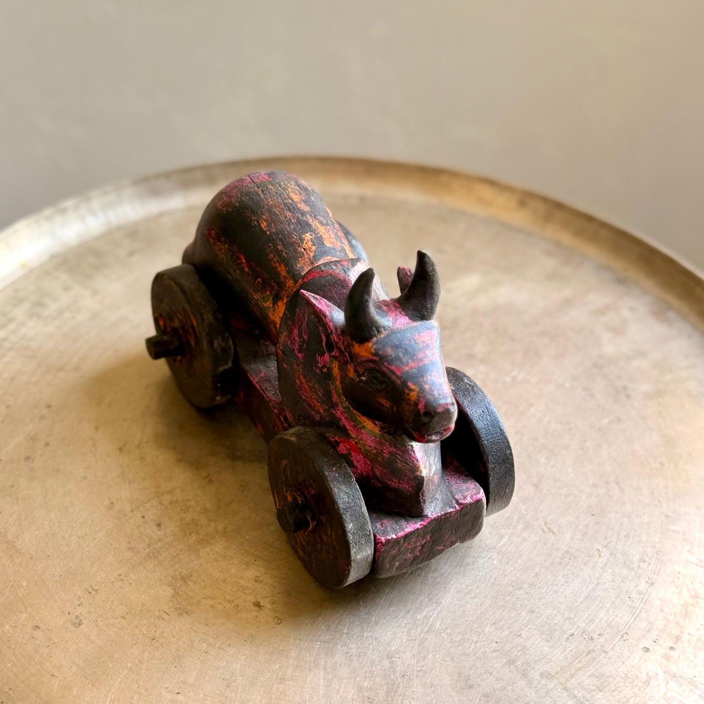 Vintage Wooden Nandi on Wheels
Gujarat, India