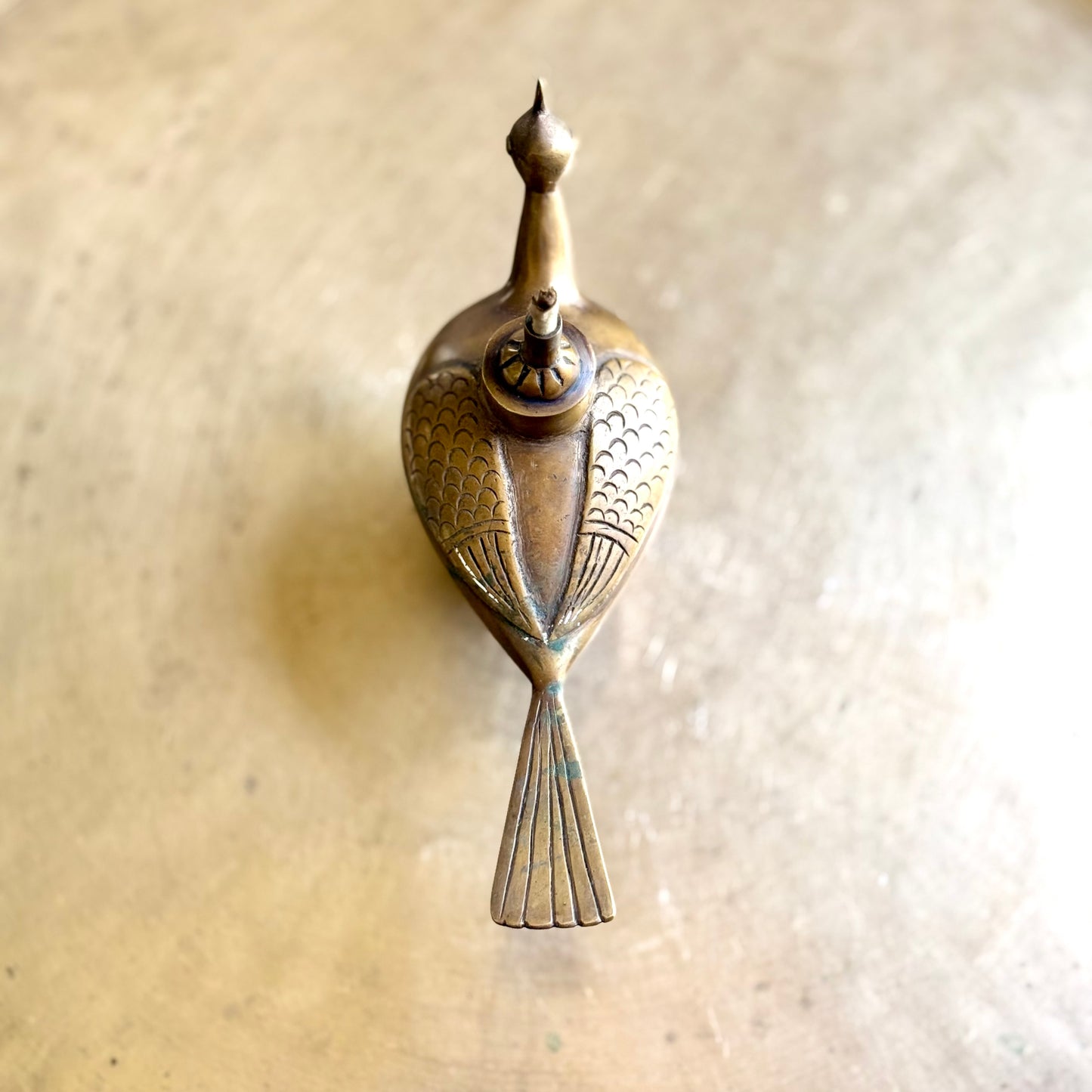 Rare Hand-Cast Bronze Killi Kerosene Lamp - Kerala (Early 20th Century)