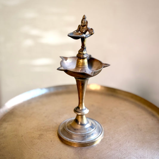 Brass Diya with Pavaai Vilakku on Top