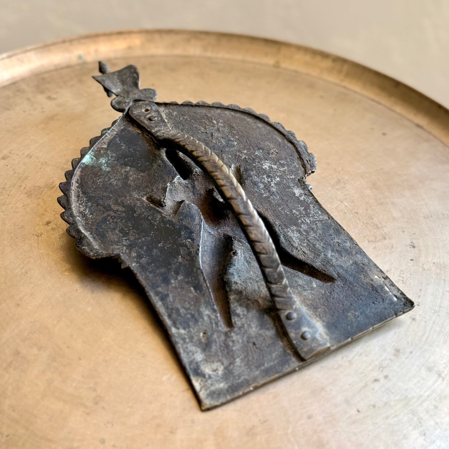 Antique Veerabhadra Brass Plaque – (19th Century)