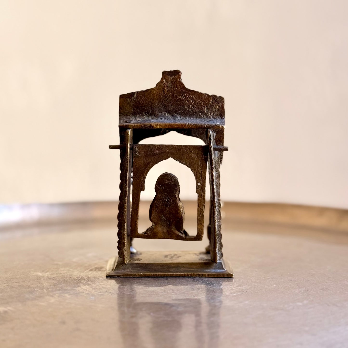 Antique Chaitra Gaur Bronze Miniature on Moving Swing