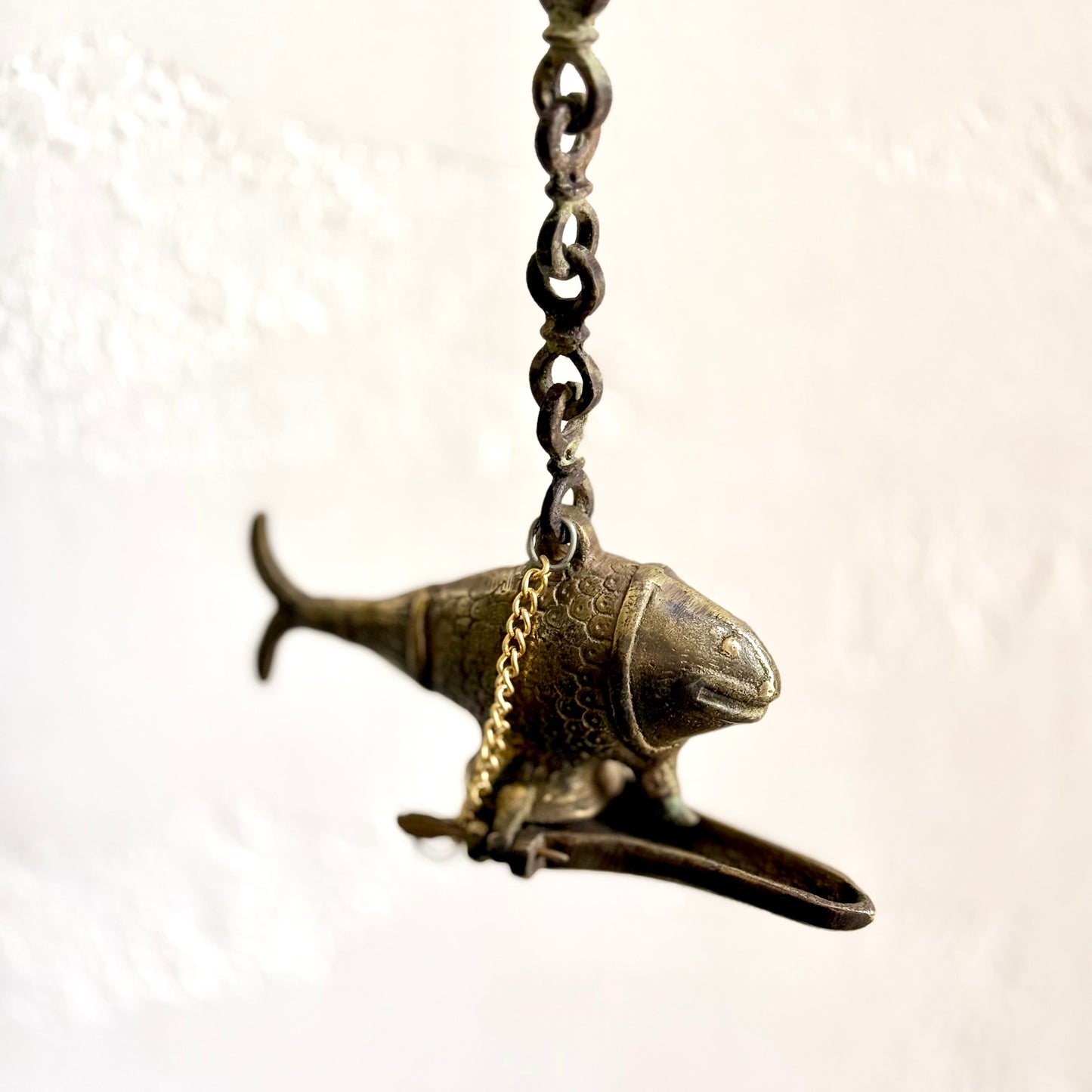 Vintage Fish Shaped Hanging Oil Lamp - Rajasthan