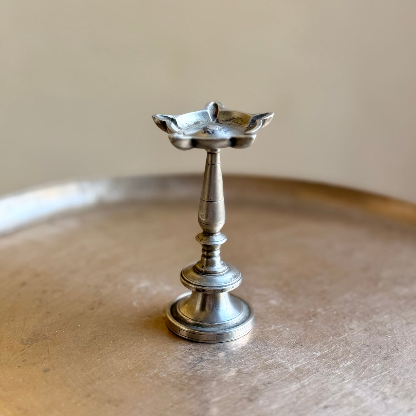 Vintage Mini White Metal Kuthu Vilakku