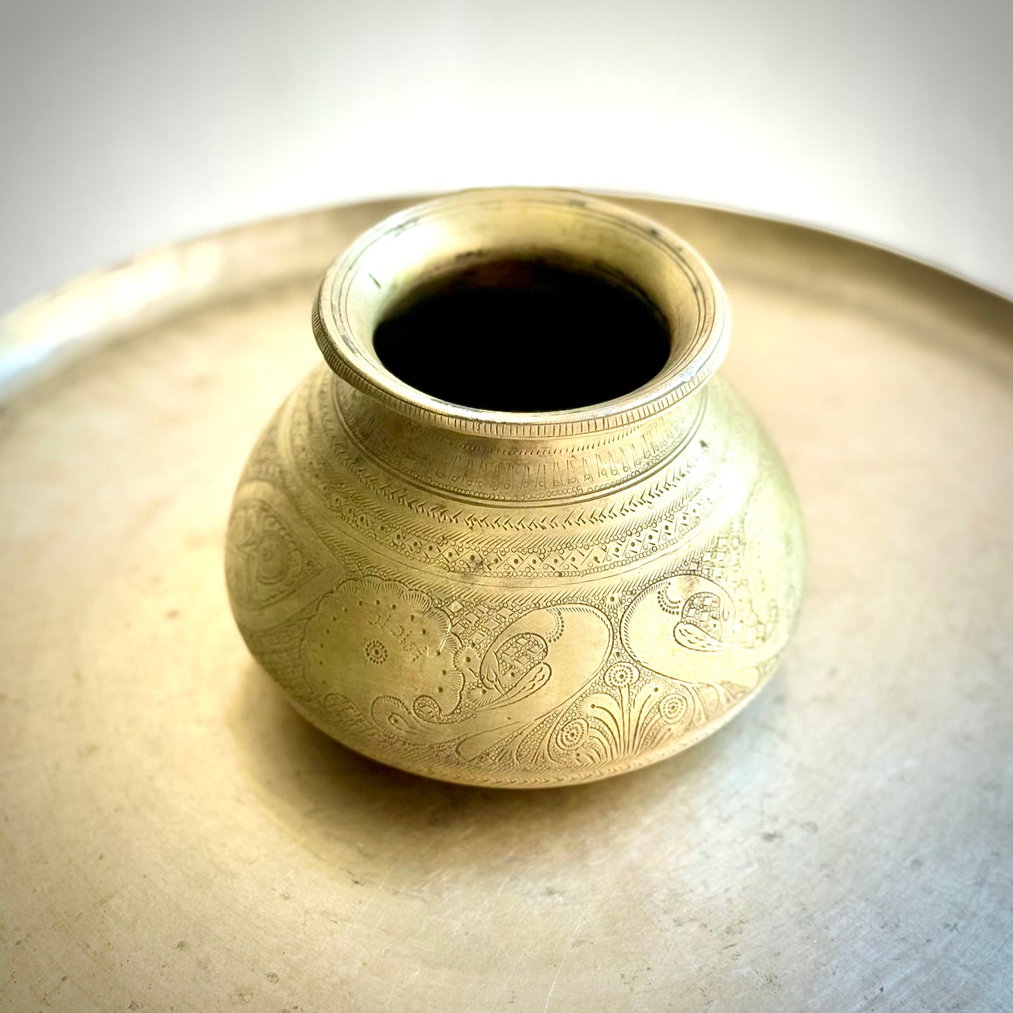 Antique Engraved Brass Kalash – Early 1900s