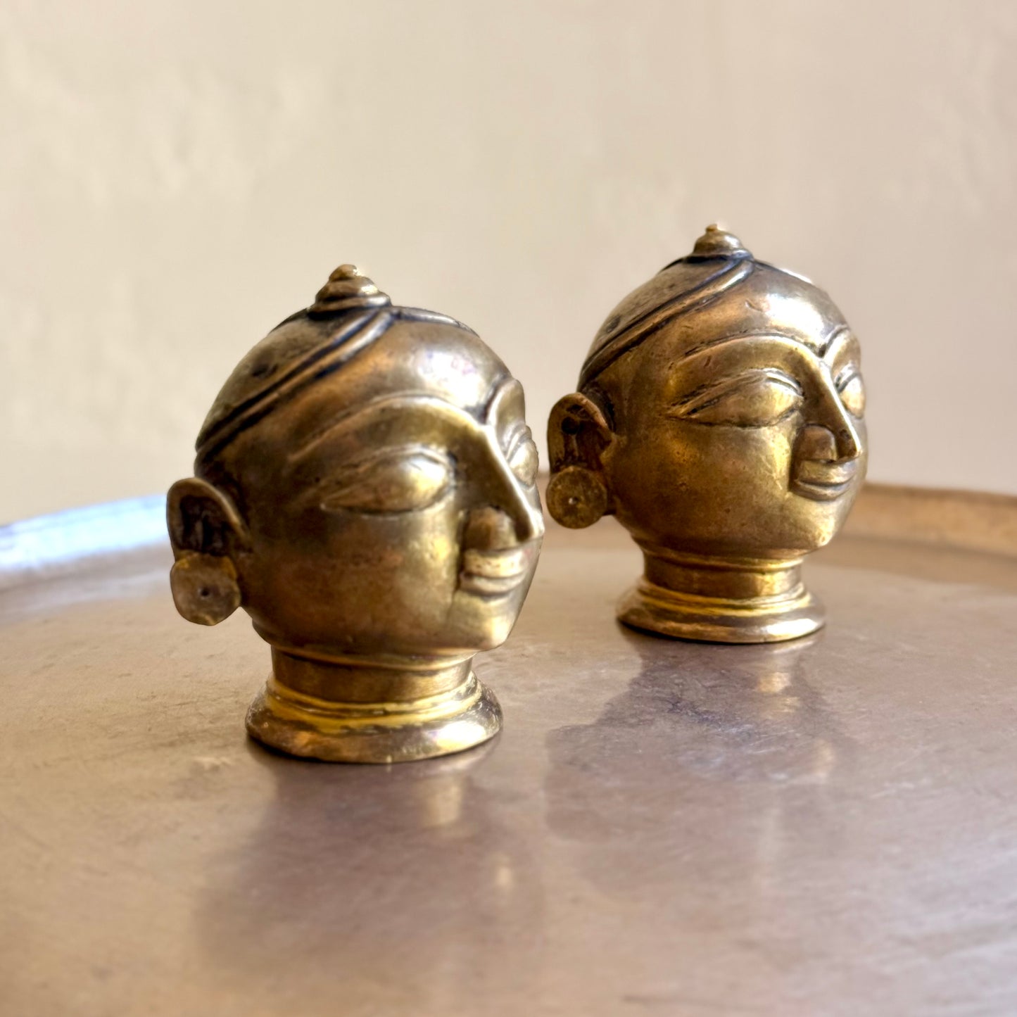 Rare Paired Gauri Mukha – Jyeshtha & Kanishtha, Maharastra (Early 20th Century)