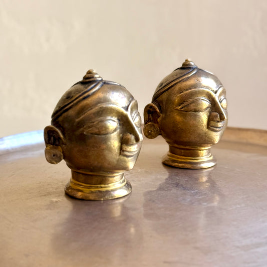 Rare Paired Gauri Mukha – Jyeshtha & Kanishtha, Maharastra (Early 20th Century)