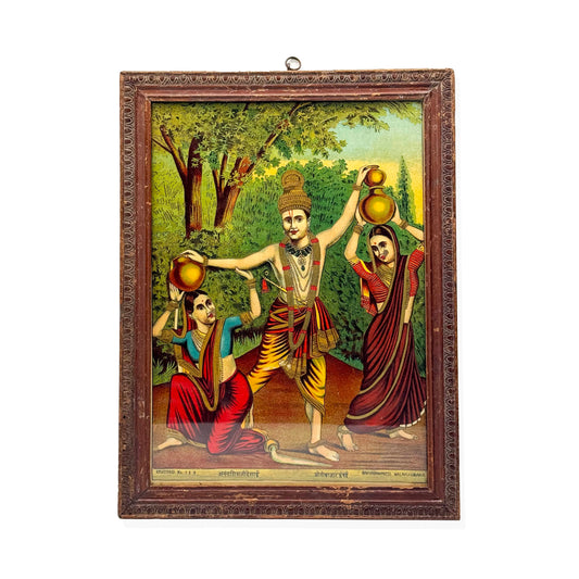 ‘Krishna and Gopika’ Raja Ravi Varma Lithograph Print