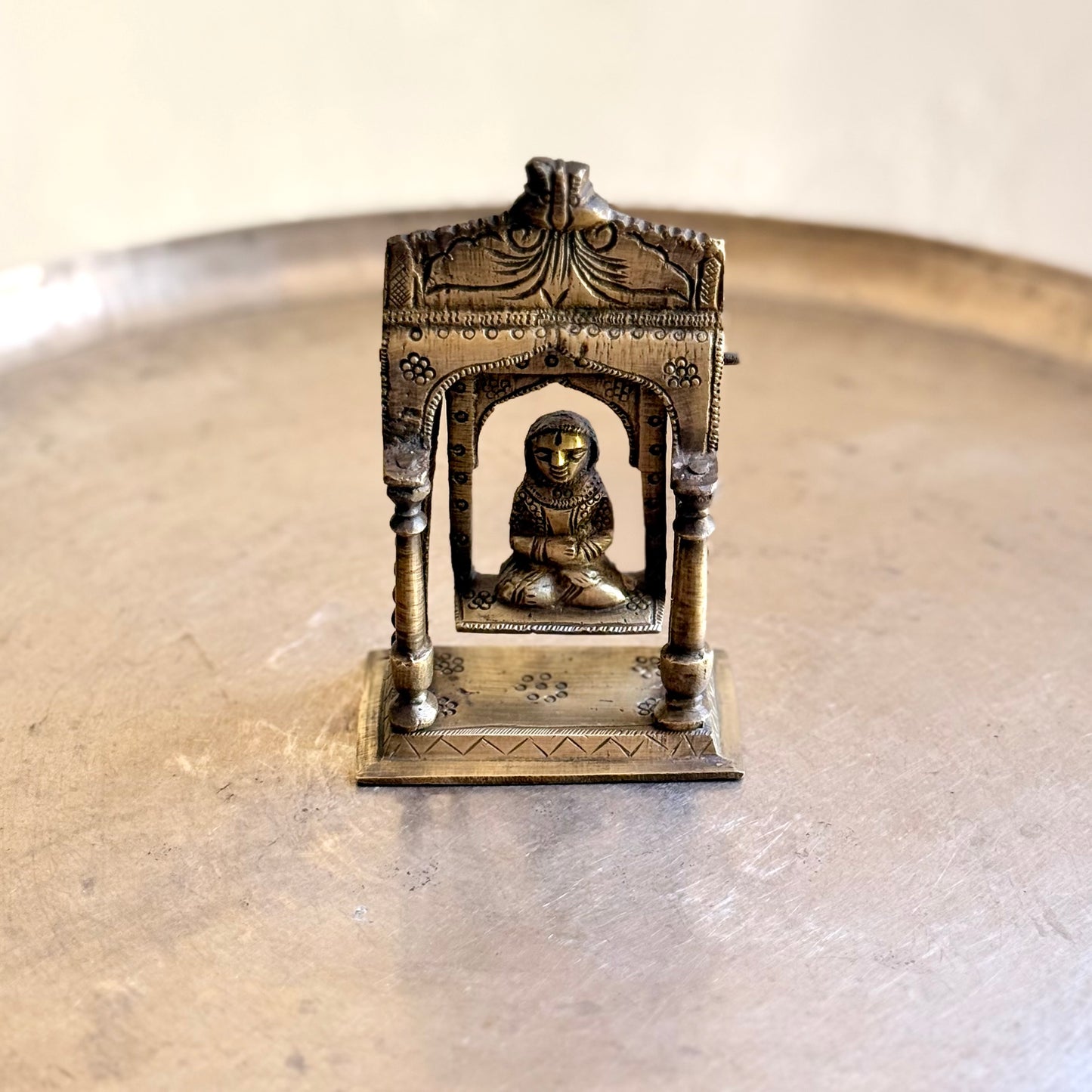 Antique Chaitra Gaur Bronze Miniature on Moving Swing