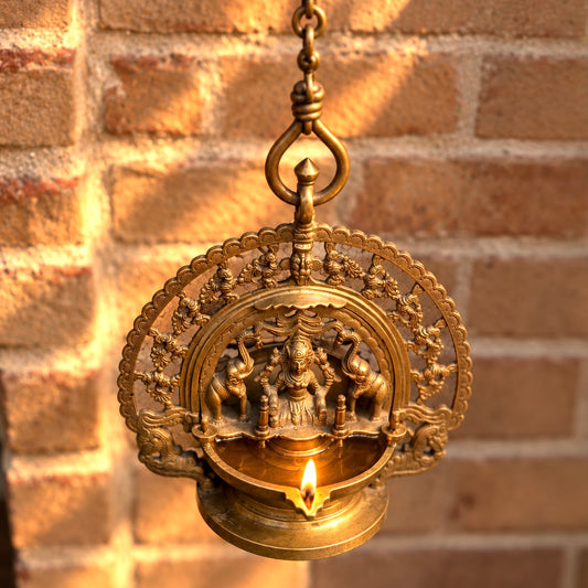 Vintage Gajalakshmi Hanging Lamp