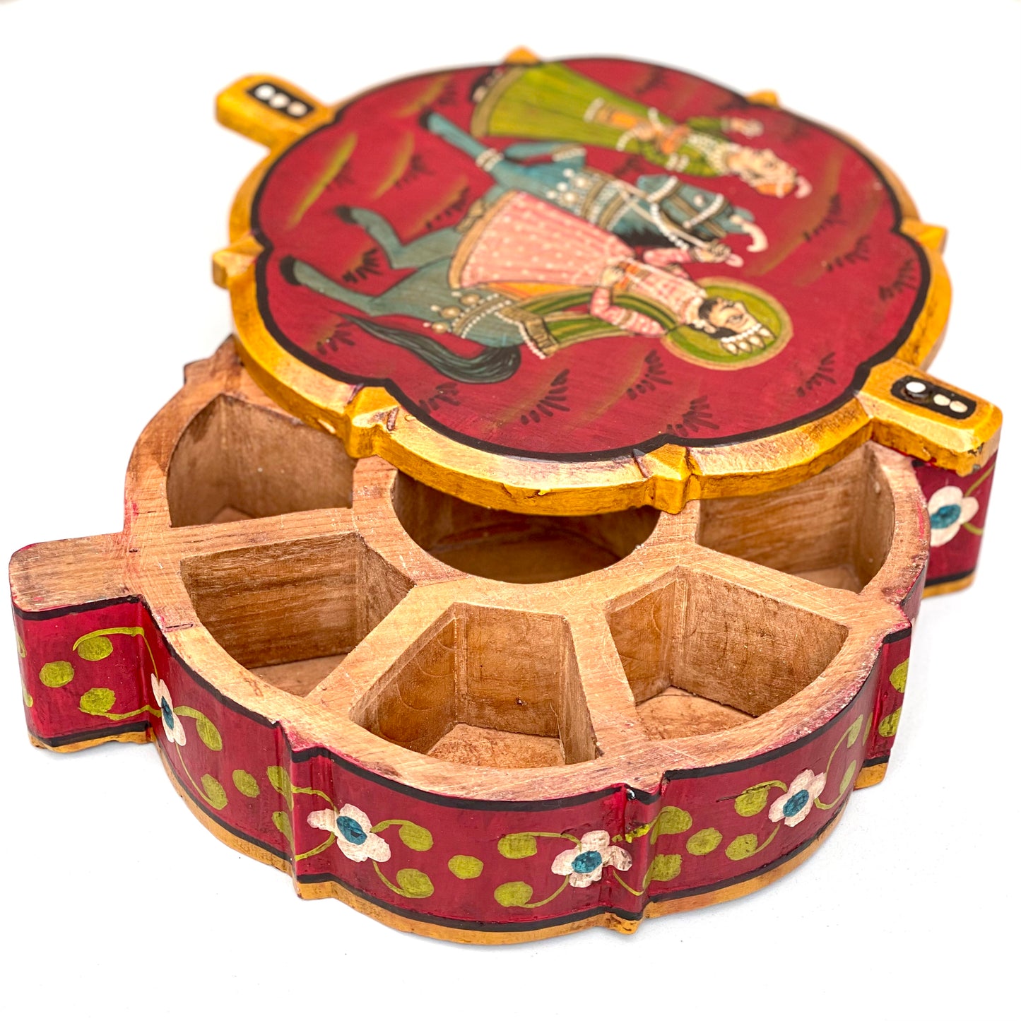 Wooden Hand Painted Spice Box