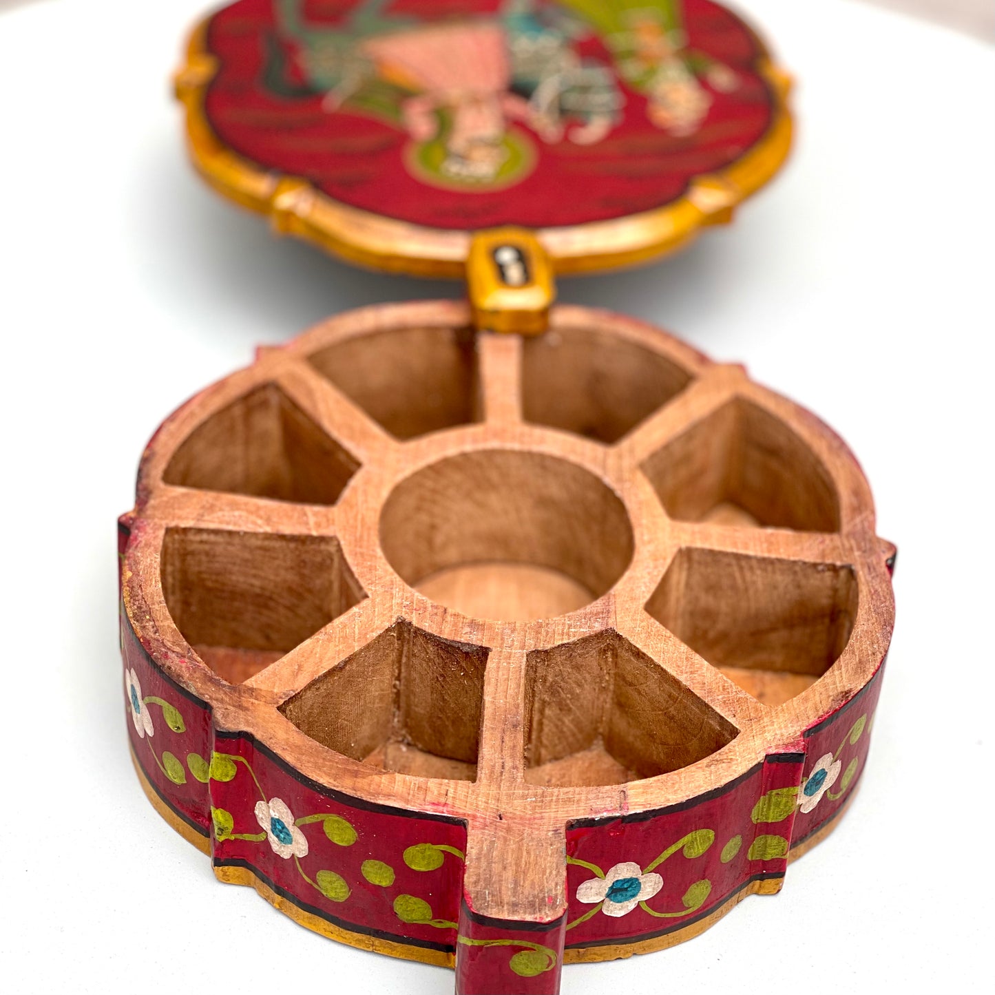 Wooden Hand Painted Spice Box